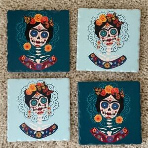 Frida Kahlo Sugar Skull Coasters Set